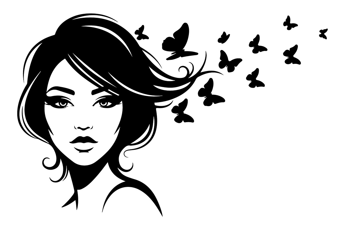Woman Butterfly Hair Silhouette, an Object Illustration by yasushie (Photo 9 of 31)