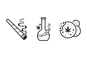 Cannabis: bong, cookies and joint