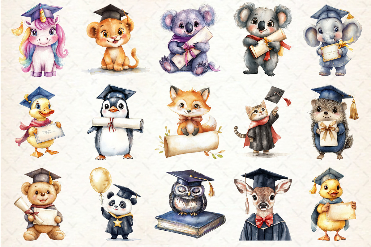 Cute Graduation Animal Sublimation C, a Seasonal Illustration by Rose Art (Photo 2 of 4)