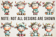 Cute & Funny Festive Highland Cow PN, an Illustration by RobertsArt (Thumbnail 5 of 7)
