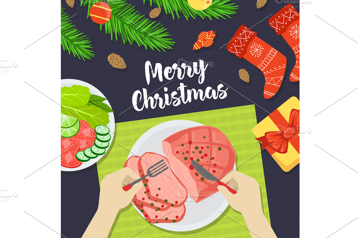 Merry Christmas Banner, Person, an Object Illustration by TopVectors