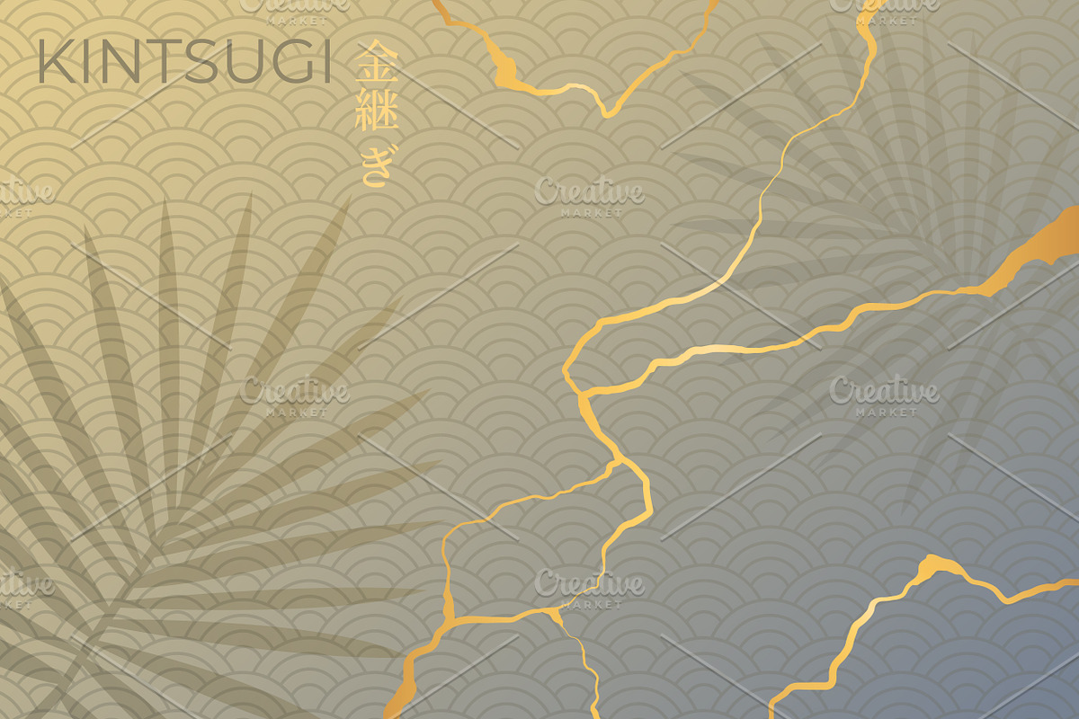 Kintsugi Cracks Background, a Decorative Illustration by PsychocheArt (Photo 1 of 2)