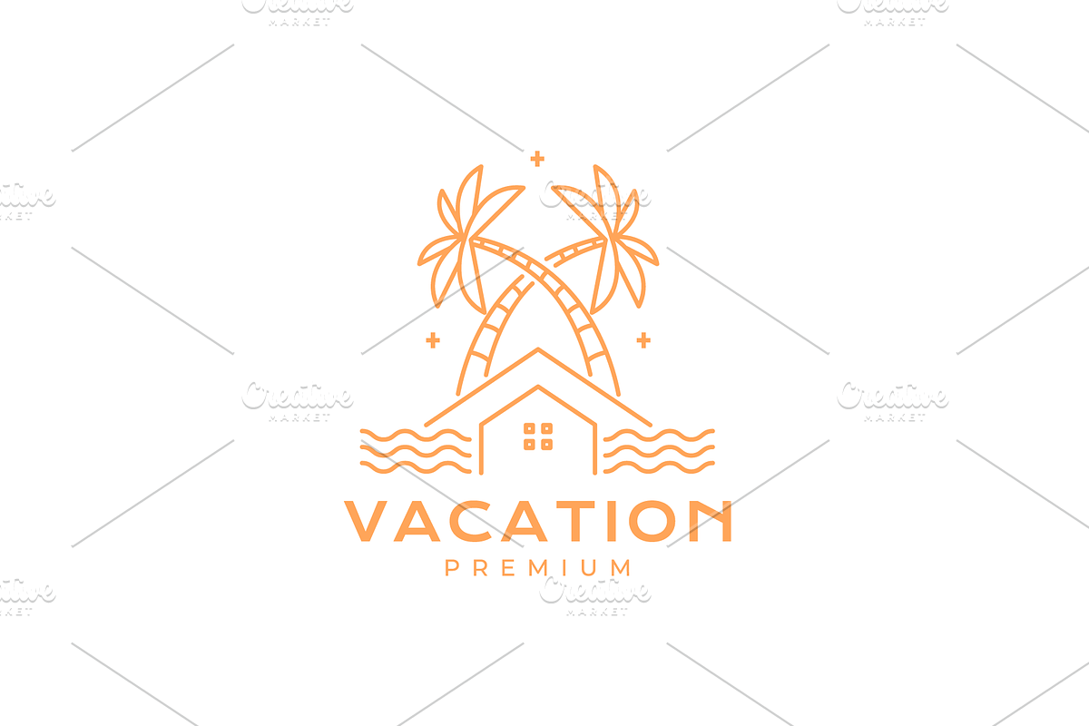 beach vacation line logo, a Branding & Logo Template by devastd
