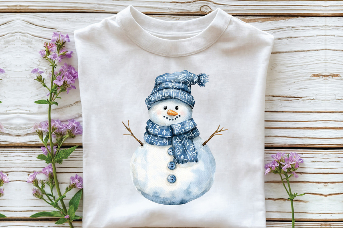 Christmas Blue Toile Snowman Clipart, an Illustration by CraftArtStudio (Photo 4 of 6)
