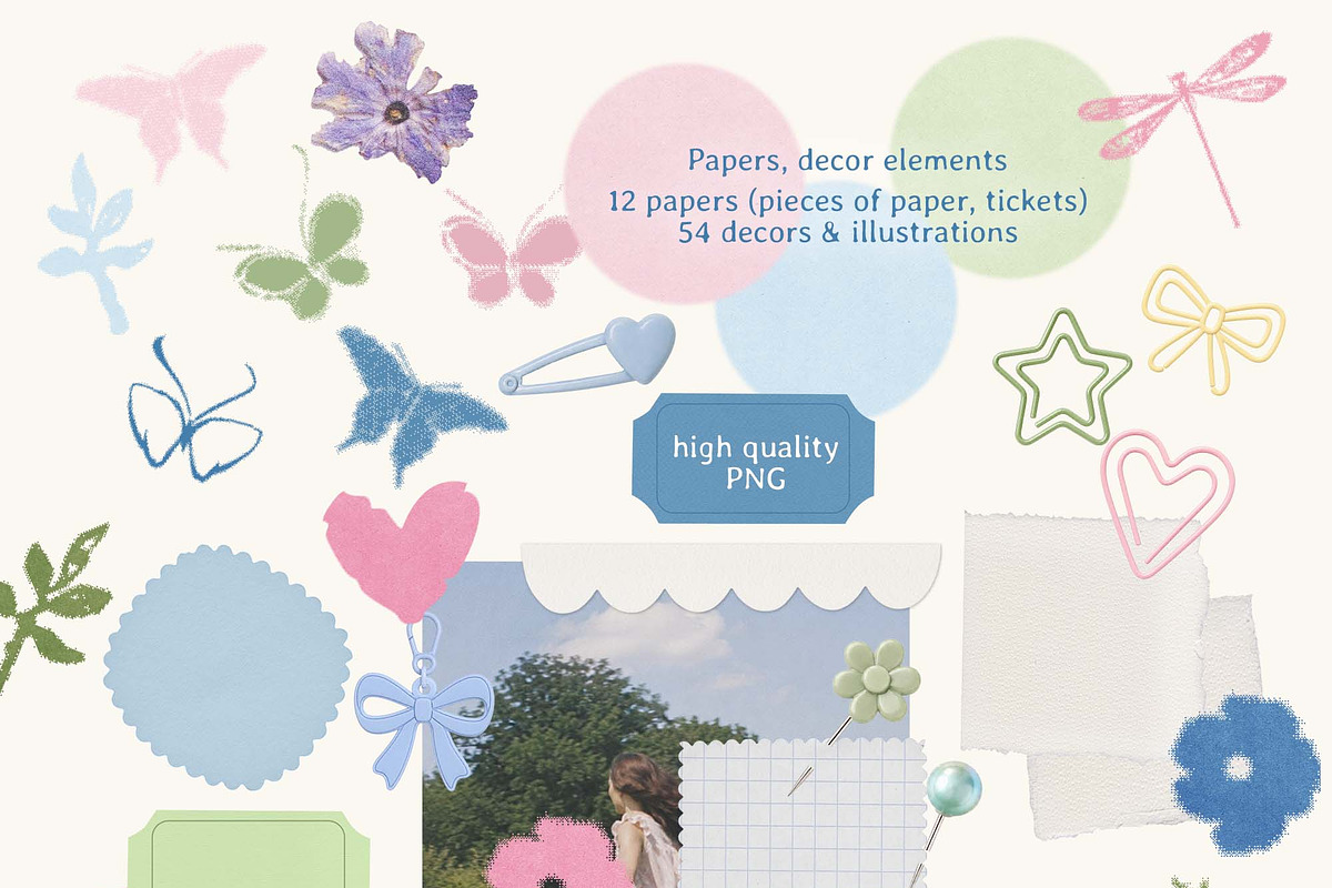 Naive Whimsy Dreamy Collage Kit, an Object Graphic by DigARTbyHavroshka (Photo 6 of 17)