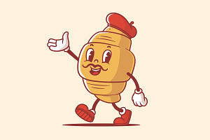 French Croissant Vintage Mascot