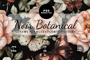 Noir Botanical – Editable Pattern, a Texture Graphic by LUSH Studio