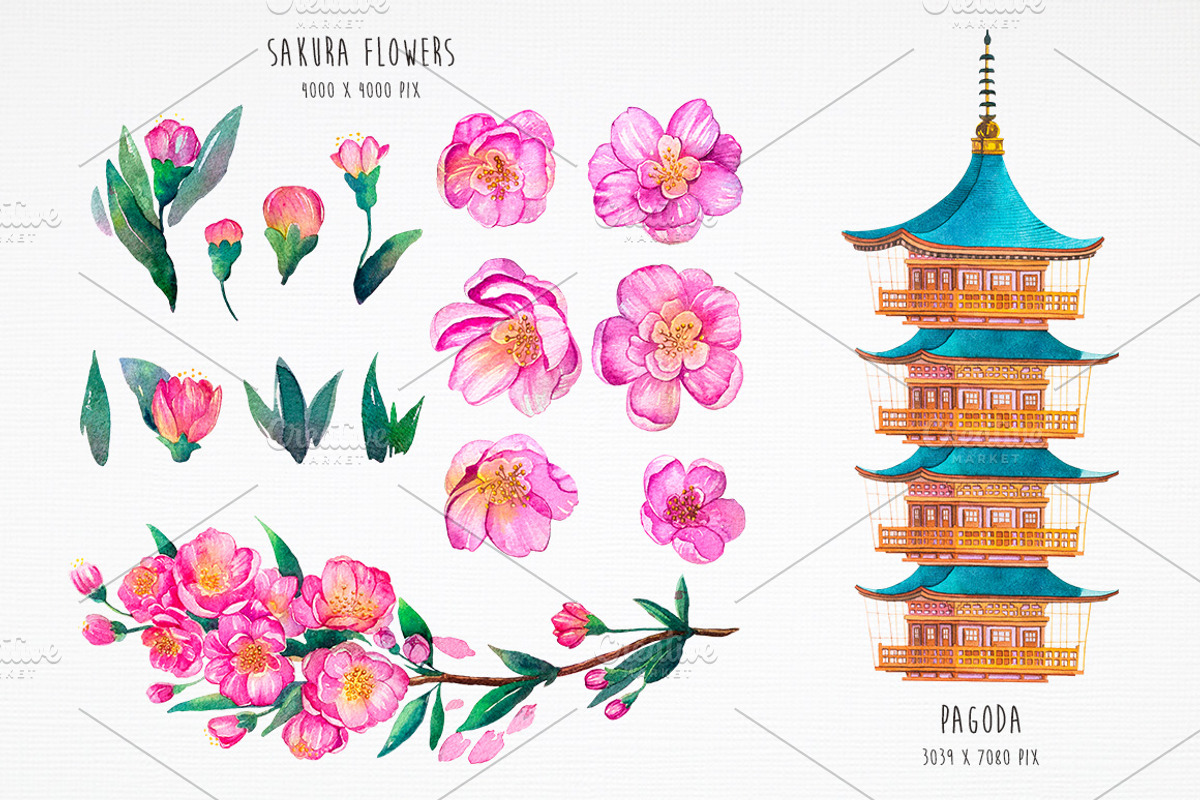 Sakura. Riot of Cherry blossom., a Decorative Illustration by AlexGreenArt (Photo 3 of 7)