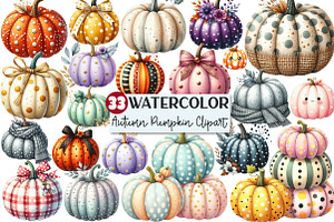 Watercolor Autumn Pumpkin Clipart, an Illustration by Rose Art