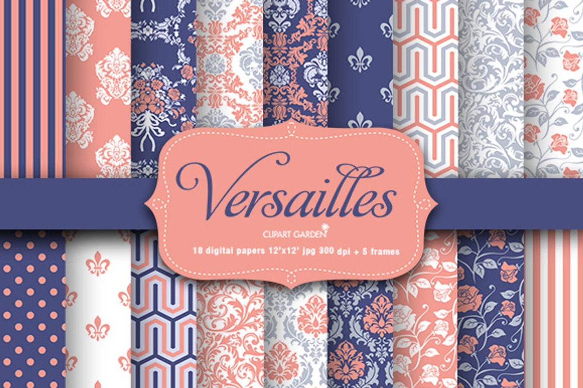 18 Versailles style papers + frames