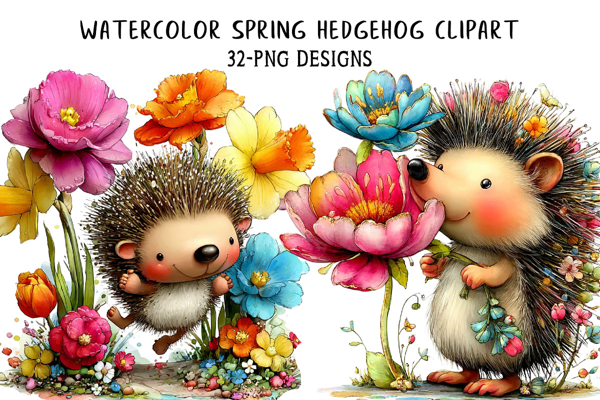 Spring Hedgehog Clipart, an Illustration by Daily.Designs (Photo 1 of 7)