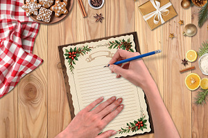 Vintage Christmas Recipe Pages Set, a Stationery Template by V Design Creator