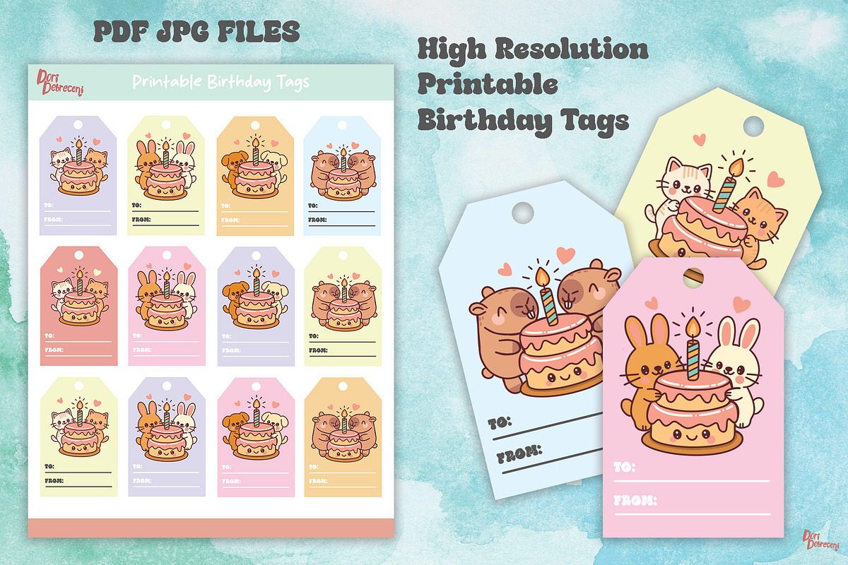 Cute Kawaii Birthday Tags, a Graphic by Dori Debreceni draws (Photo 1 of 2)