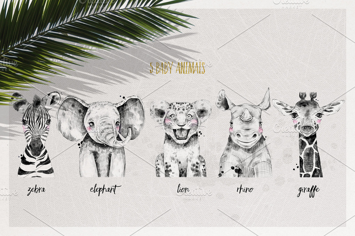 SAFARI BABIES watercolor set, an Animal Illustration by Natali Smolova (Photo 4 of 8)