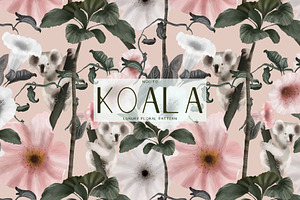 Koala, Luxury Floral Pattern