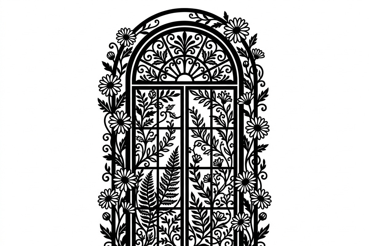 50 Floral French Window Ornament, a Decorative Illustration by Amazin_art (Photo 22 of 24)