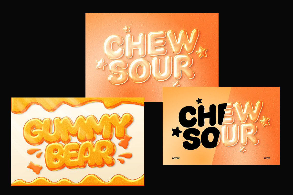Jelly Gummy 3D Text Effects Pack, a Layer Style Add-On by Matsero (Photo 4 of 4)