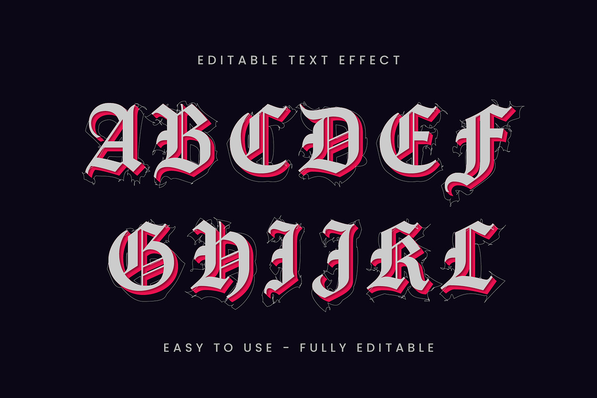 Gothic Medieval Outline Text Effect preview 3