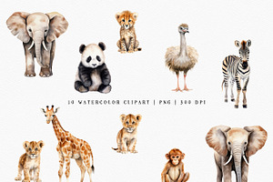 Safari Animals Watercolor Collection