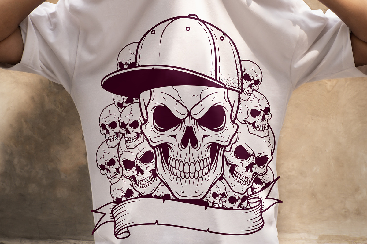 Skull Cap T-Shirt Design, an Object Illustration by Ahluva Studio (Photo 3 of 5)