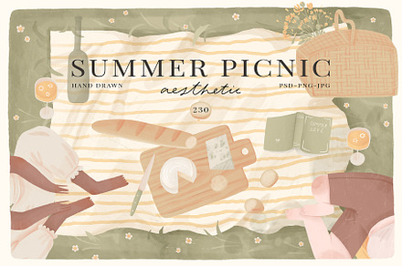 Summer picnic aesthetic collection, a Seasonal Illustration by Cute vector