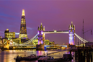 View of Tower Bridge in the evening - London, an Architecture Photo by Leonid Andronov