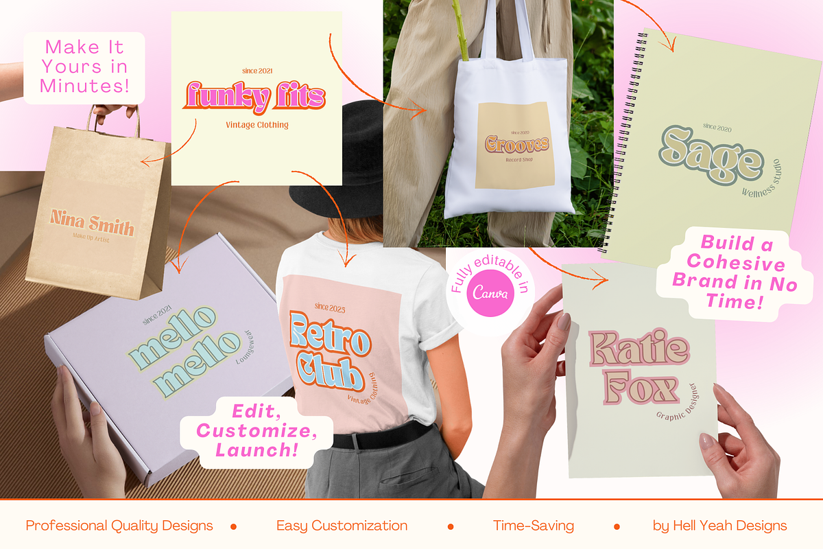 Funky Retro Logo Branding Kit preview 4