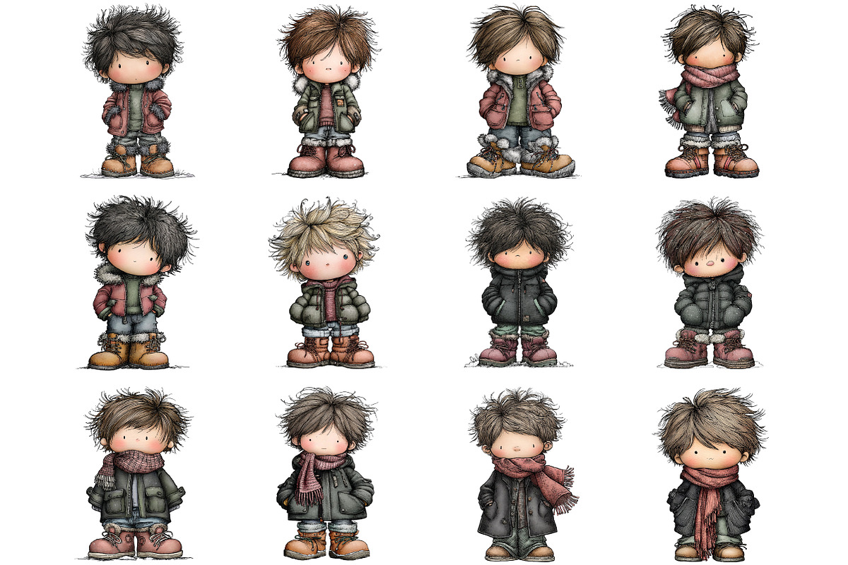 Watercolor Winter Boy Clipart, an Illustration by DreamArtGraphic (Photo 5 of 5)
