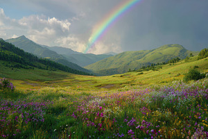 Colorful flowers grow in a meadow, a Photo by Pavel_design