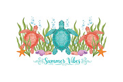 Summer Vibes Sea Turtle Beach PNG, an Illustration by CraftArtStudio (Thumbnail 1 of 4)