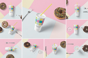 Long Disposable Paper Cup Mockups