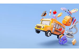 3D Back to school concept with, an Education Illustration by Marozhkastudio