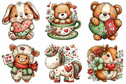Valentine Animals Watercolor Clipart, an Illustration by Daily.Designs (Thumbnail 4 of 8)