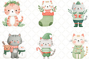 Christmas Cat Clipart, an Illustration by Black Bird Studio (Thumbnail 2 of 6)