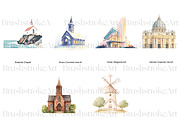 Church Clipart, Christmas Church PNG, a Decorative Illustration by BrushstrokeArtGB (Thumbnail 3 of 9)