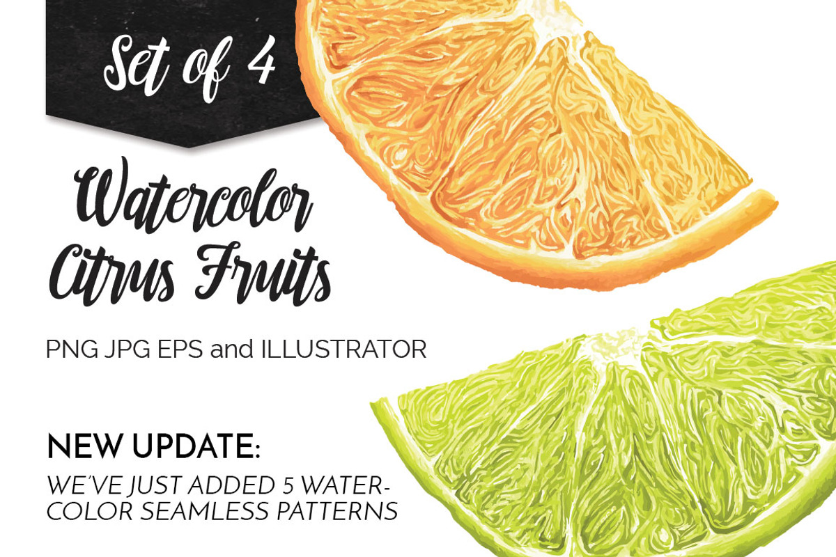 Watercolor Citrus Fruits, a Food Illustration by Curve and Pixel (Photo 4 of 4)