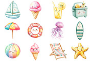 Cute Summer Clipart, a Seasonal Illustration by CitraGraphics (Thumbnail 2 of 7)