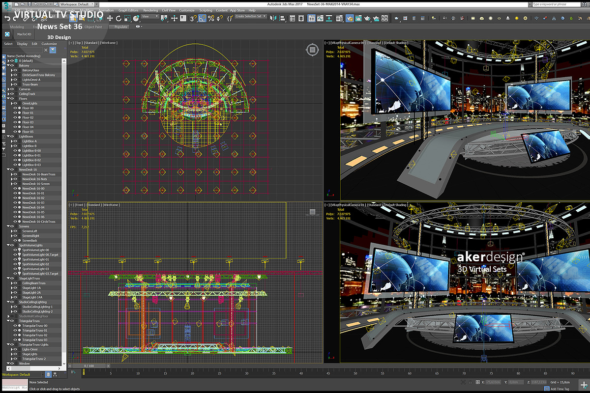 Virtual TV Studio News Set 36, an Architecture 3D Model by akerStudio (Photo 23 of 25)