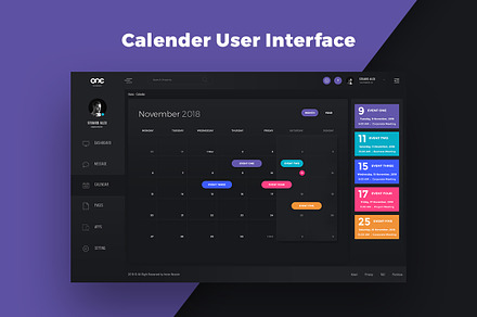 Calendar Interface - One Dashboard