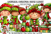 Whimsical Christmas Elf Clipart, an Illustration by OK Design (Thumbnail 1 of 6)