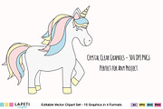 Cute Pastel Unicorn Clipart, an Animal Illustration by Lapeticrafter (Thumbnail 3 of 8)