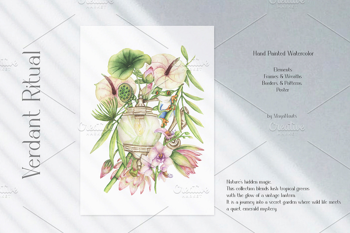 Watercolor Verdant Ritual Collection, a Decorative Illustration by MayaNavits (Photo 3 of 13)