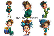 Quirky Christmas Girl Clipart Bundle, an Illustration by Craft Nest (Thumbnail 2 of 8)