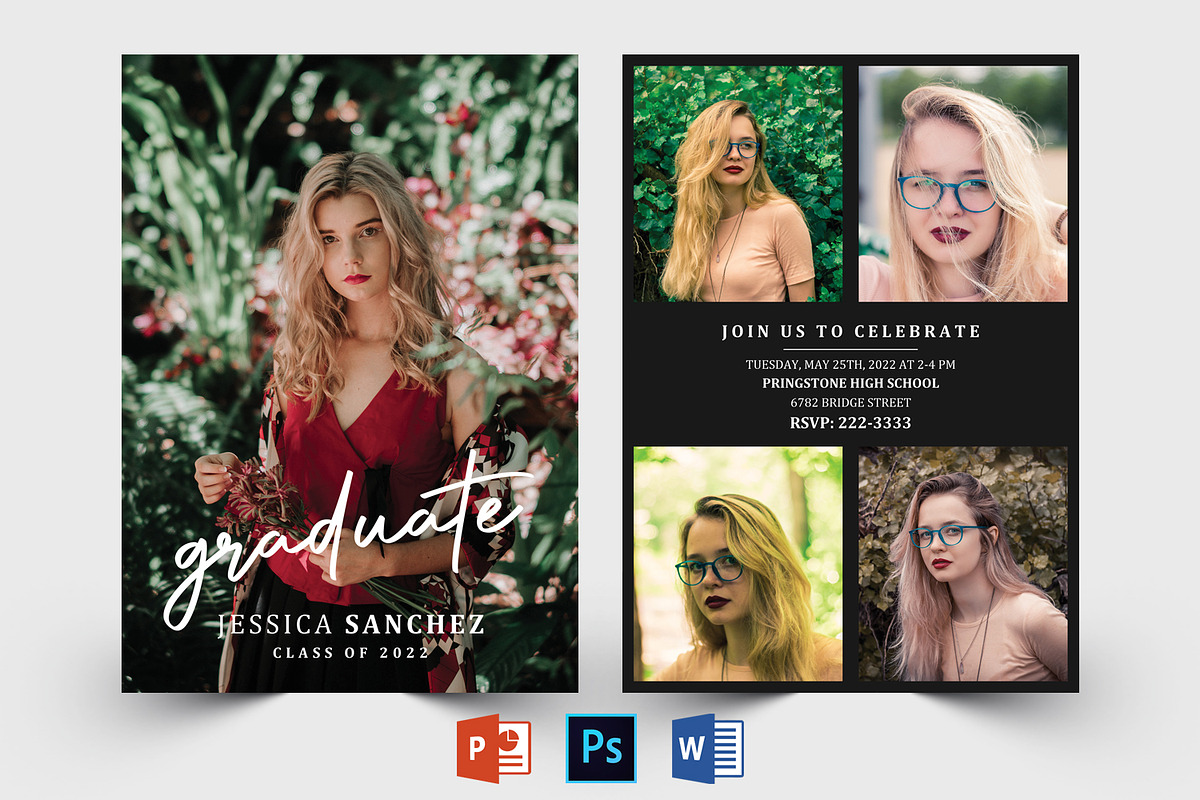 Graduation Announcement Template, a Card Template by Designscozy (Photo 1 of 5)