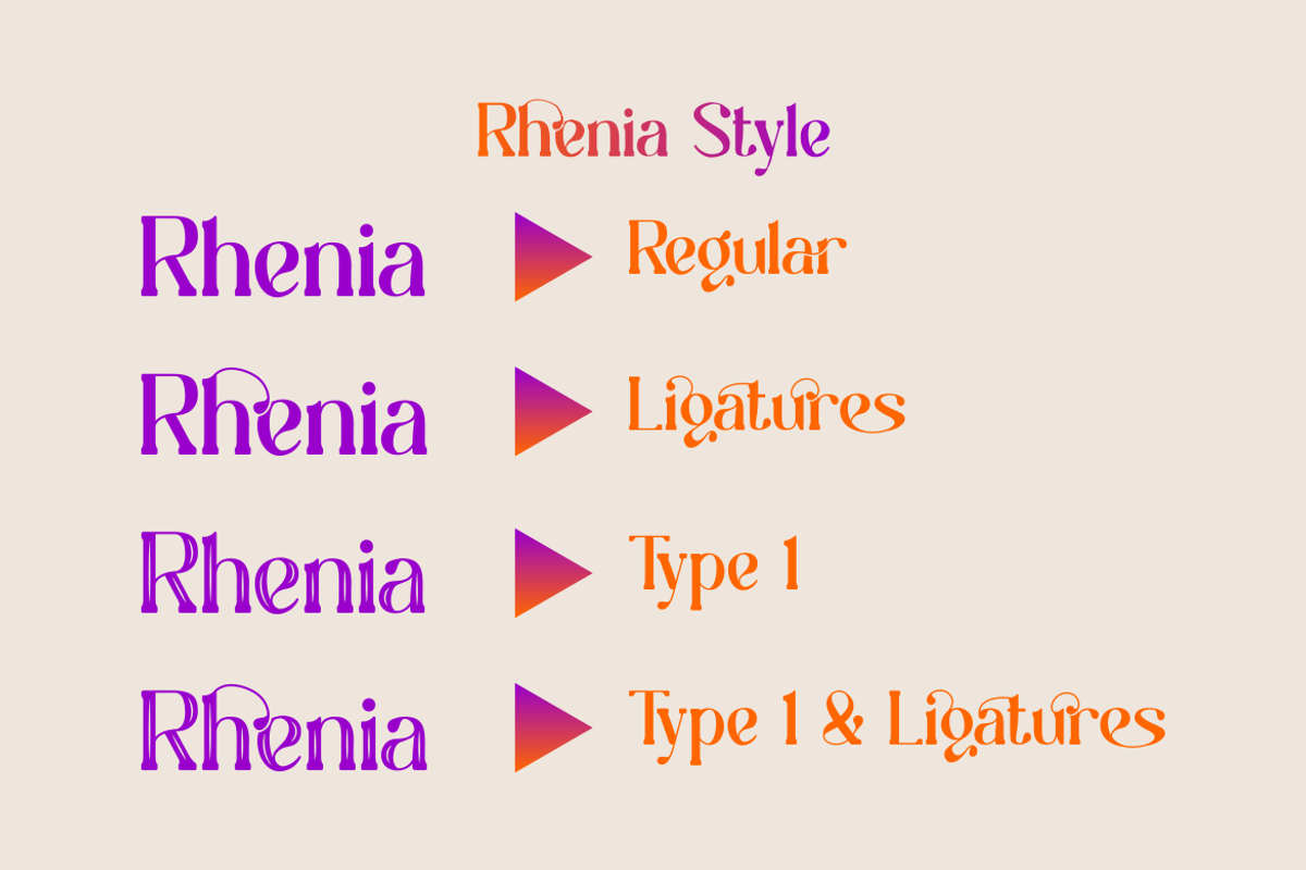 Rhenia - Elegan Display Font, a Font by PutraCetol Studio (Photo 3 of 11)