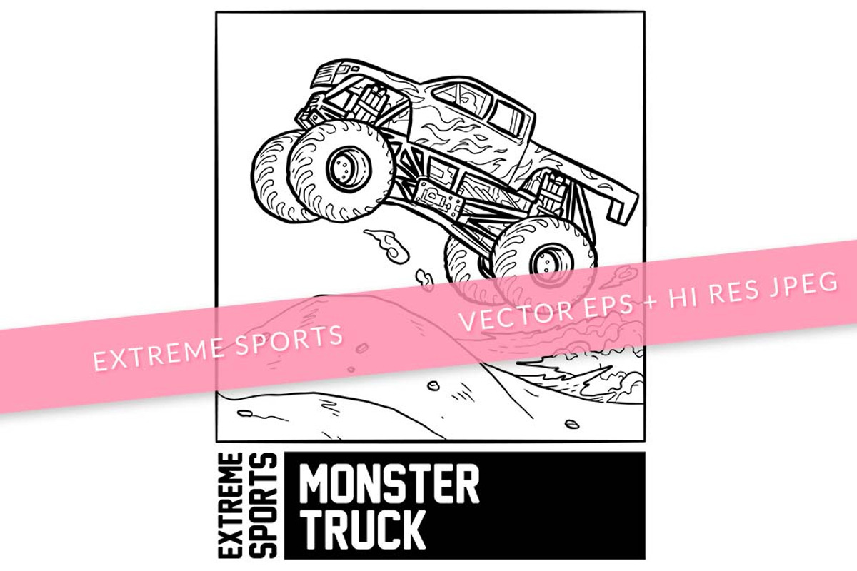 Extreme Monster Truck Coloring, an Education Illustration by SCworkspace