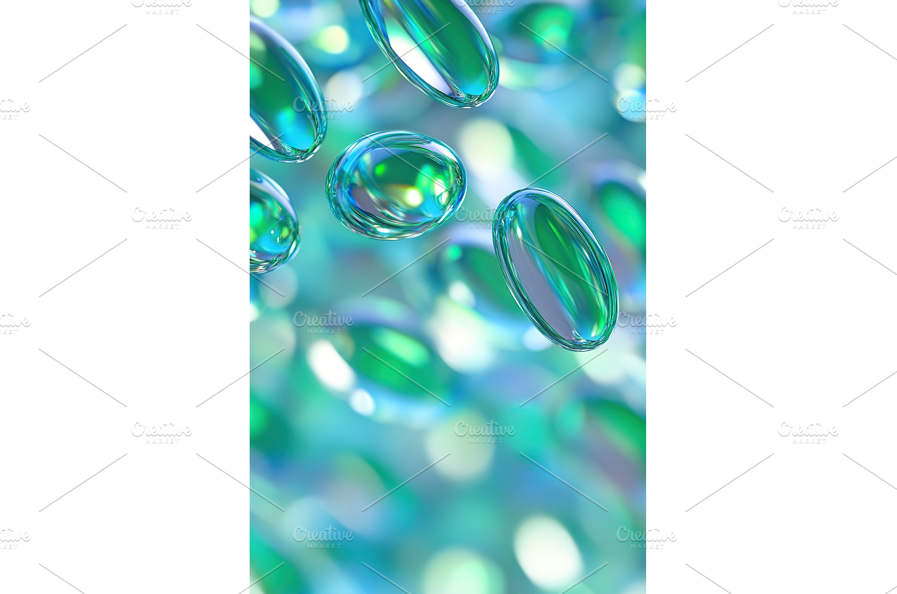 Shiny blue and green capsules, an Abstract Photo by Lermont51