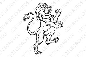 Lion Standing Rampant Heraldic Crest