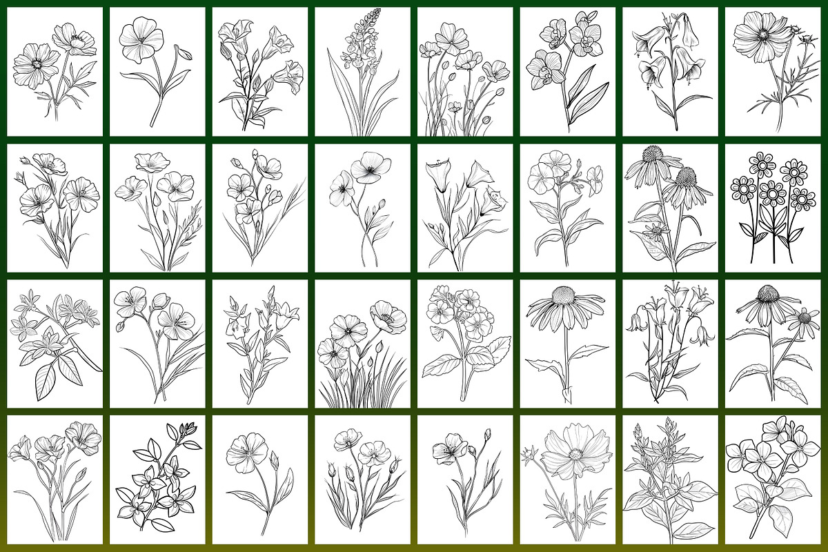 Wild Flowers Coloring Page, a Graphic by Forhadx5 (Photo 6 of 15)