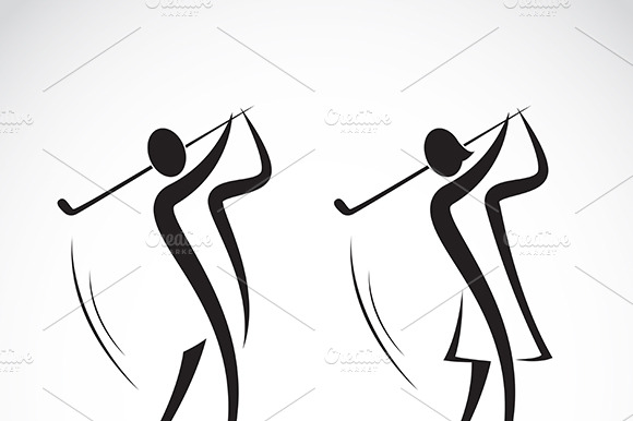Male And Female Golfers Design.
